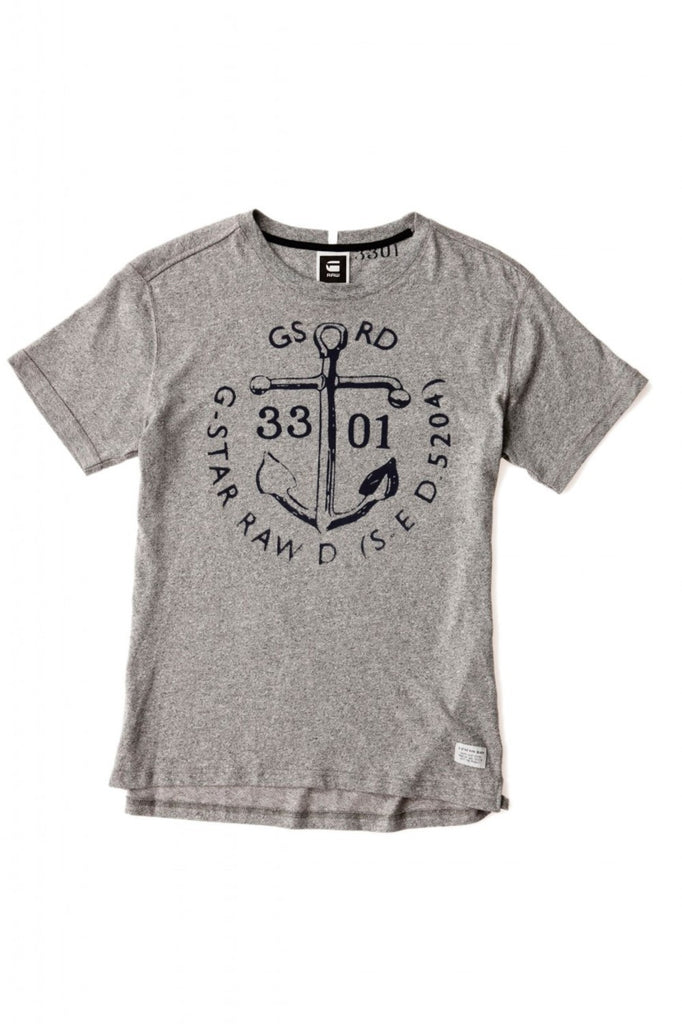 [Sample] G-STAR, grey tee shirt w/ black anchor print